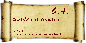 Oszlányi Agapion névjegykártya